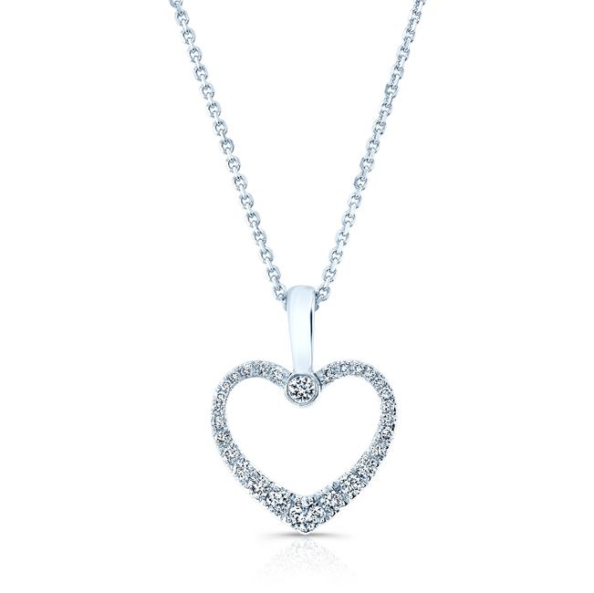 Natural Diamond Heart Shape Pendant in 14K White Gold, 4 ct. t.w. – front view | RockHer