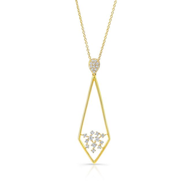 Natural Diamond Round Brilliant Pendant in 14K Yellow Gold, 3 ct. t.w. – front view | RockHer