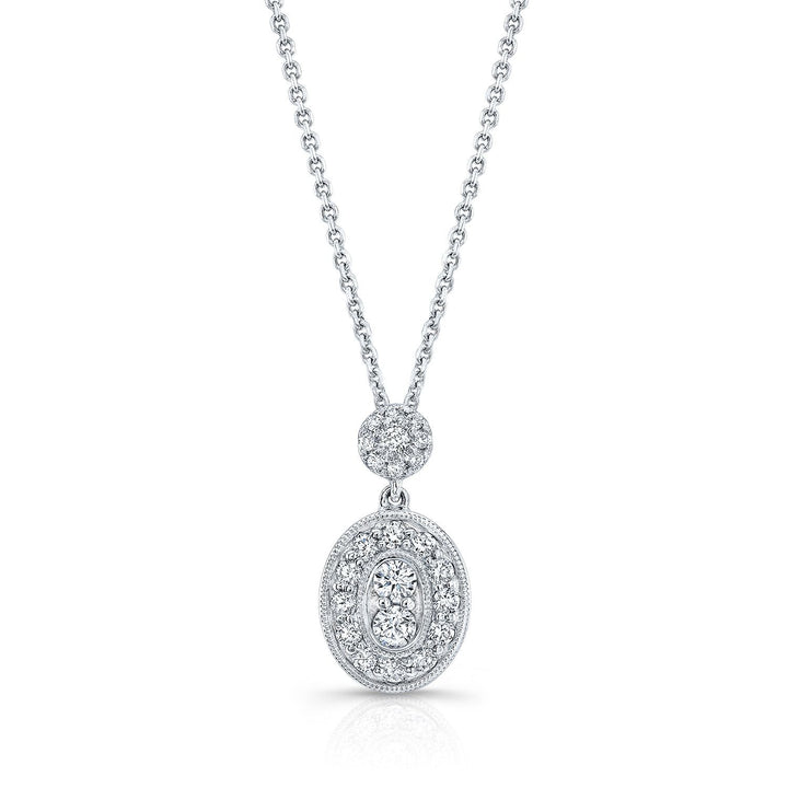 Natural Diamond Oval Halo Pendant in 14K White Gold, 1/3 ct. t.w. – front view | RockHer