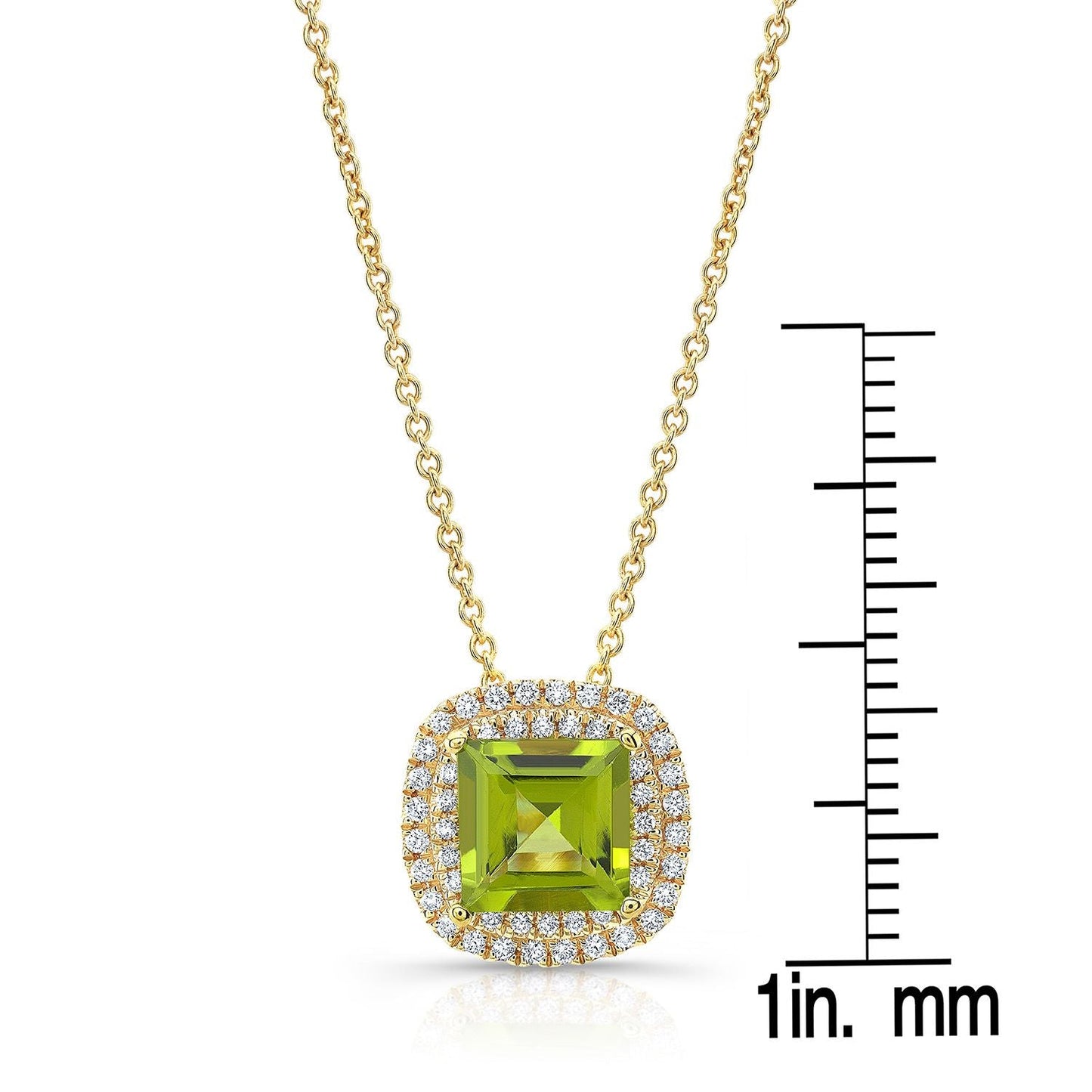 จี้เพชรแบบวงแหวนคู่และหมอนเพอริดอตในทองคำเหลือง 14k (7mm)