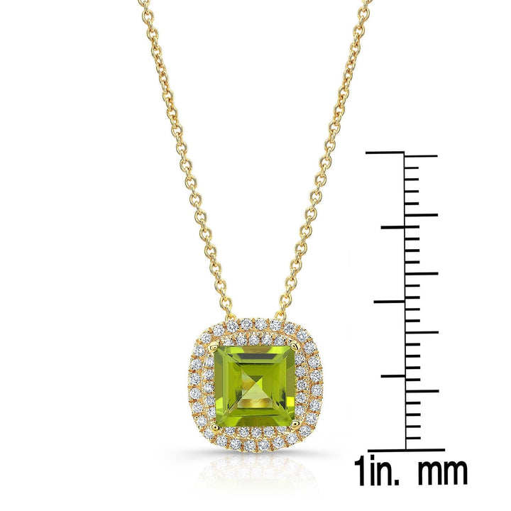 จี้เพชรแบบวงแหวนคู่และหมอนเพอริดอตในทองคำเหลือง 14k (7mm)