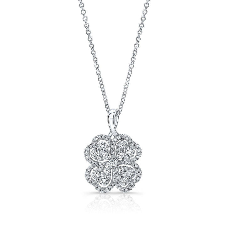 Natural Diamond Round Brilliant Pendant in 14K White Gold – front view | RockHer