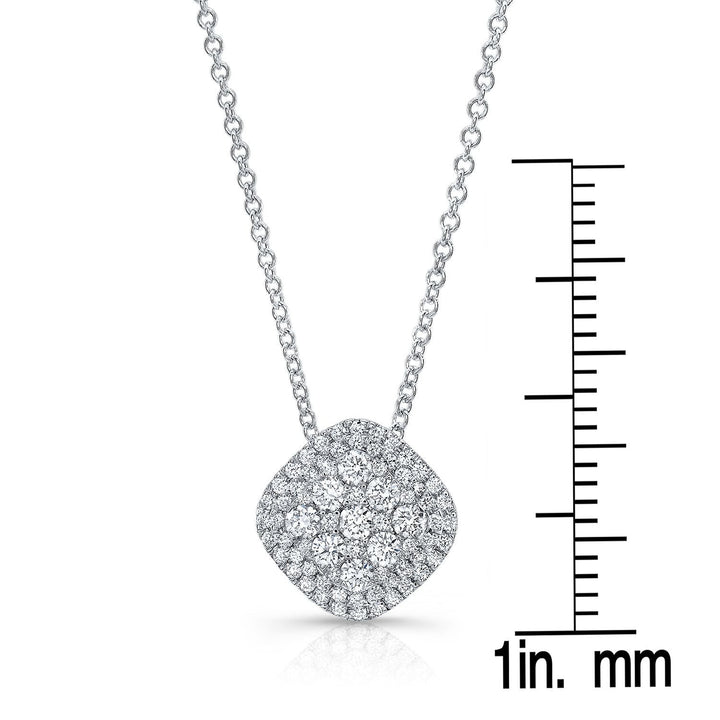 Diamond Double Border Cushion Pendant In 14k White Gold 0.48ctw 18-20 Inch Adj Chain