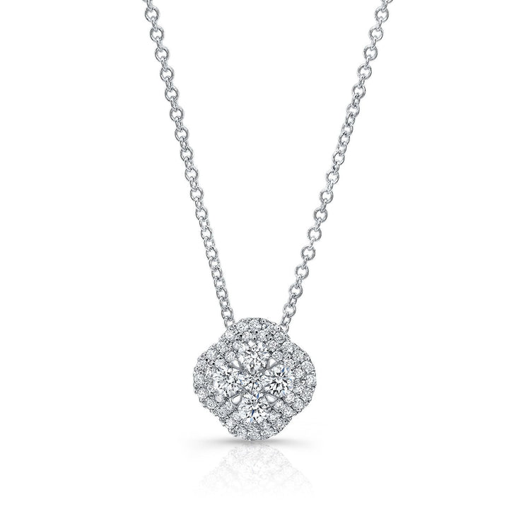 Natural Diamond Cushion Pendant in 14K White Gold – front view | RockHer