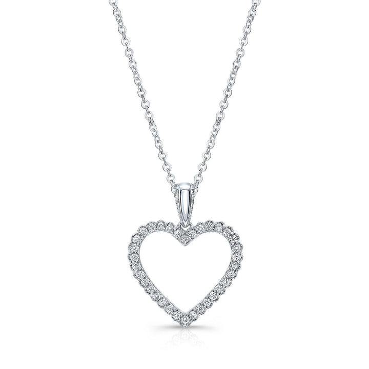 Natural Diamond Heart Shape Pendant in 14K White Gold – front view | RockHer
