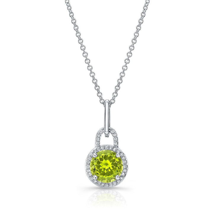 Swiss Blue Topaz Round Brilliant Halo Pendant in 14K Yellow Gold – front view | RockHer