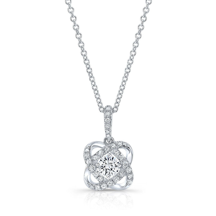 Natural Diamond Round Brilliant Pendant in 14K White Gold – front view | RockHer