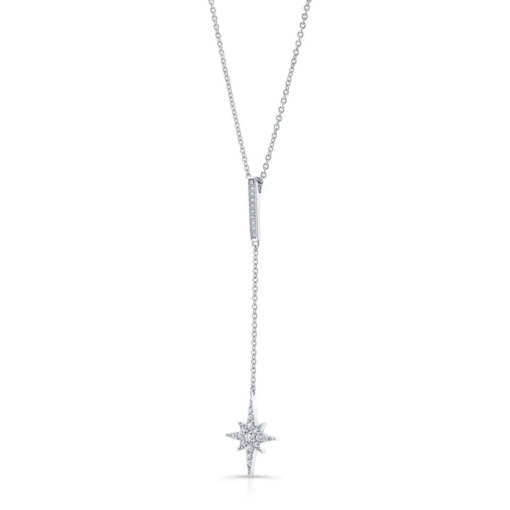 จี้ระย้าพลอริลิสประดับเพชรแบบปาเว่พร้อมบาร์เบลในทองคำขาว 14 กะรัต สายสร้อย 18 นิ้ว