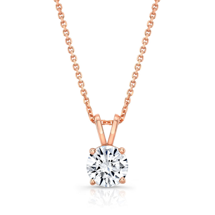 Lab Grown Round Solitaire Diamond Pendant, 7/8 ct. – front view | RockHer