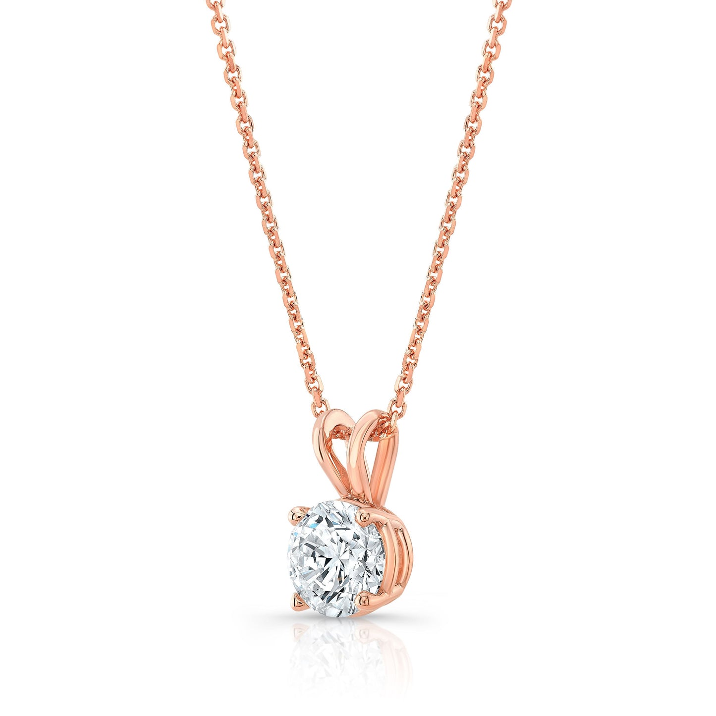 จี้เพชรเดี่ยวเจียระไนทรงกลมจากห้องแล็บ, 2-3/4 กะรัต | ทองคำขาว 14K | 4 เตย