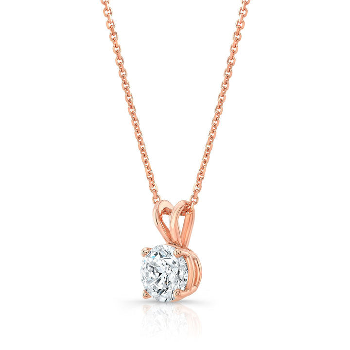 จี้เพชรเดี่ยวเจียระไนทรงกลมจากห้องแล็บ, 2-3/4 กะรัต | ทองคำขาว 14K | 4 เตย