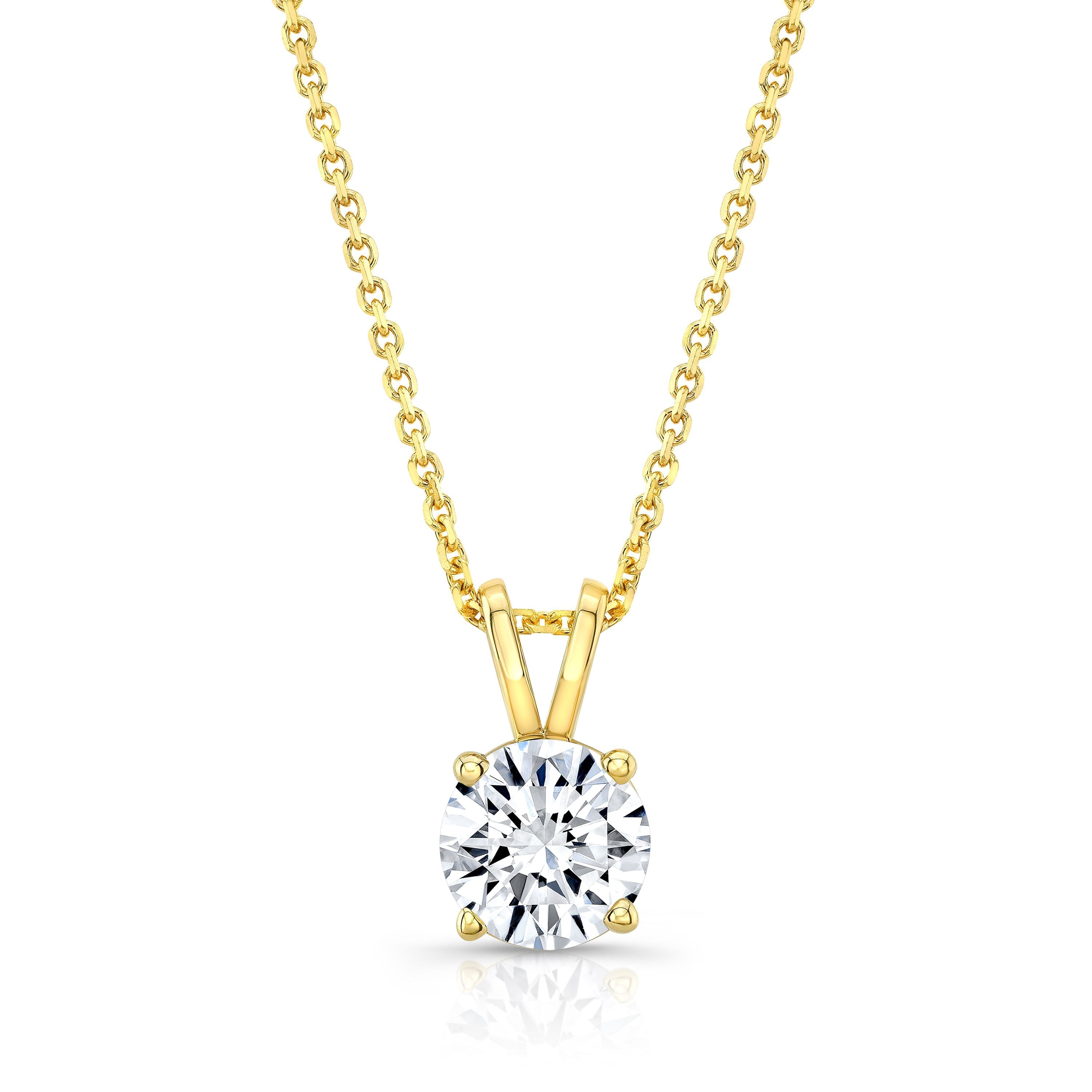 จี้เพชรเดี่ยวทรงกลมที่สร้างจากห้องแล็บ, 1/4 กะรัต | ทองคำขาว 14K | 4 เตย