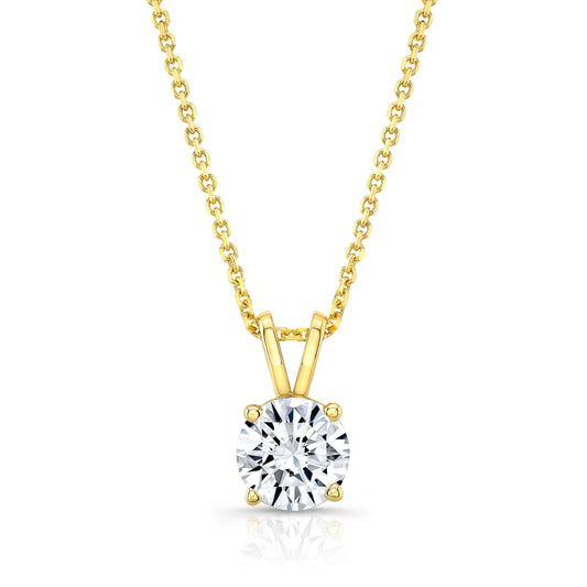 จี้เพชรเดี่ยวทรงกลมที่สร้างจากห้องแล็บ, 1/4 กะรัต | ทองคำขาว 14K | 4 เตย