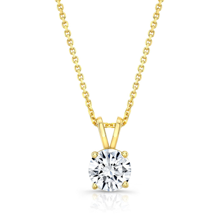 Lab Grown Round Solitaire Diamond Pendant, 1/2 ct. – front view | RockHer