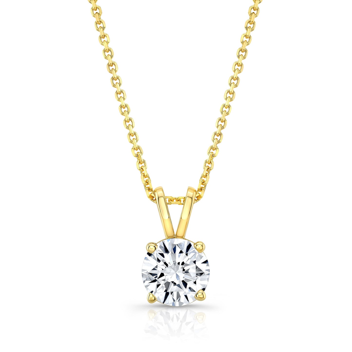 Round (full Cut) Diamond Solitaire Pendant In A 14k Yellow Gold 4-prong Basket Setting, 1ct. T.w. (j, Vs2 Gia)