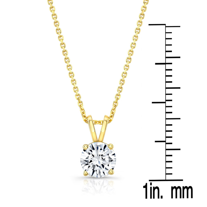 จี้เพชรเดี่ยวเจียระไนทรงกลมจากห้องแล็บ 1 กะรัต | ทองคำ 14K | 4 เตย