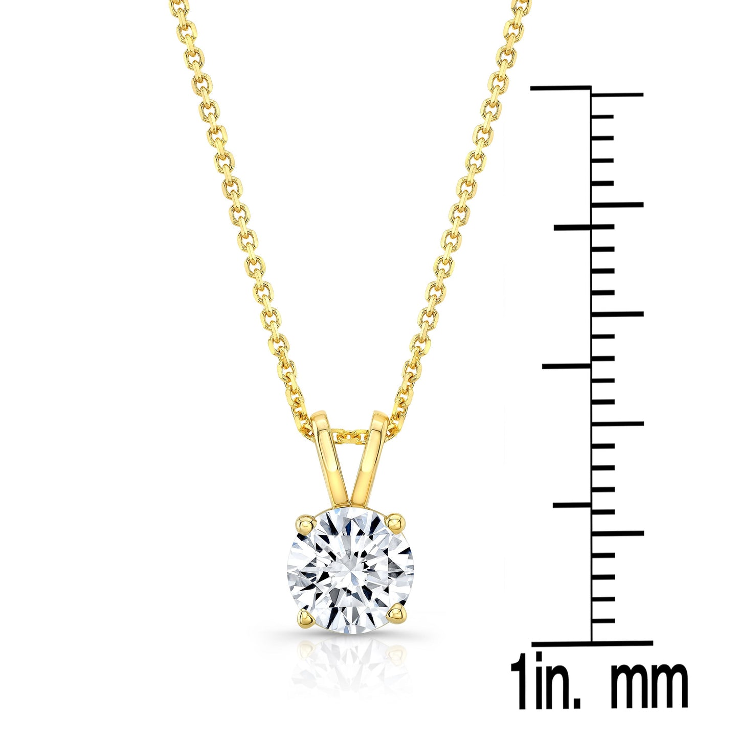 Round (full Cut) Diamond Solitaire Pendant In A 14k Yellow Gold 4-prong Basket Setting, 1ct. T.w. (hi, Si1-si2)