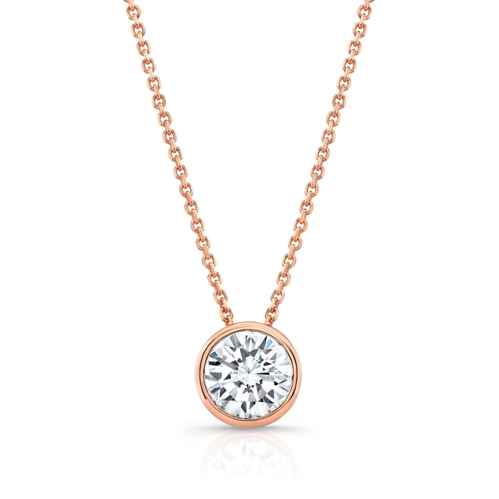 Lab Grown Round Solitaire Diamond Pendant, 1 ct. – front view | RockHer