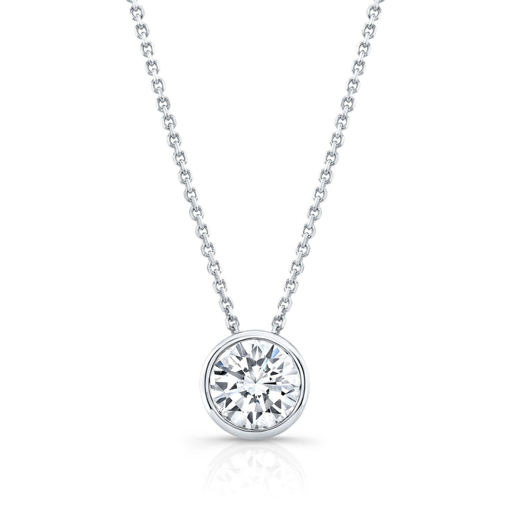 Lab Grown Round Solitaire Diamond Pendant, 1/2 ct. – front view | RockHer