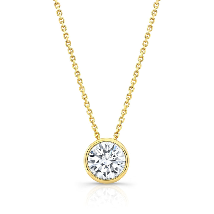 Lab Grown Round Solitaire Diamond Pendant, 1 ct. – front view | RockHer