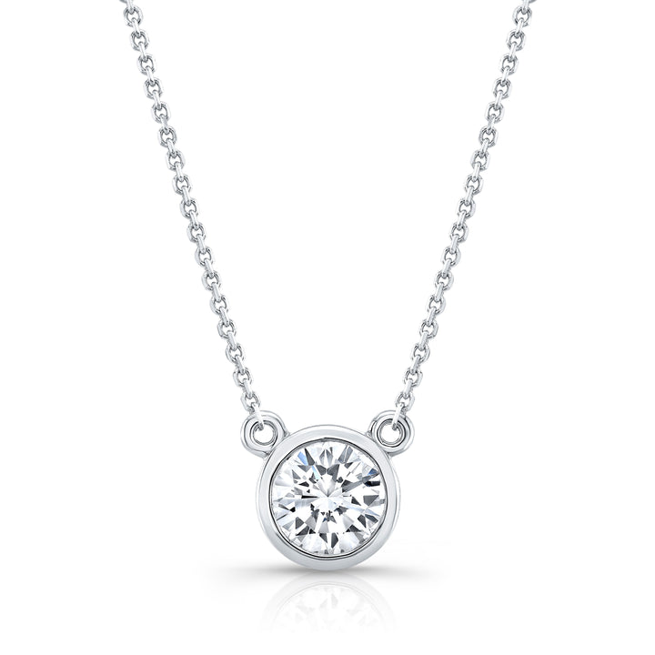 Lab Grown Round Solitaire Diamond Pendant, 1-1/4 ct. – front view | RockHer