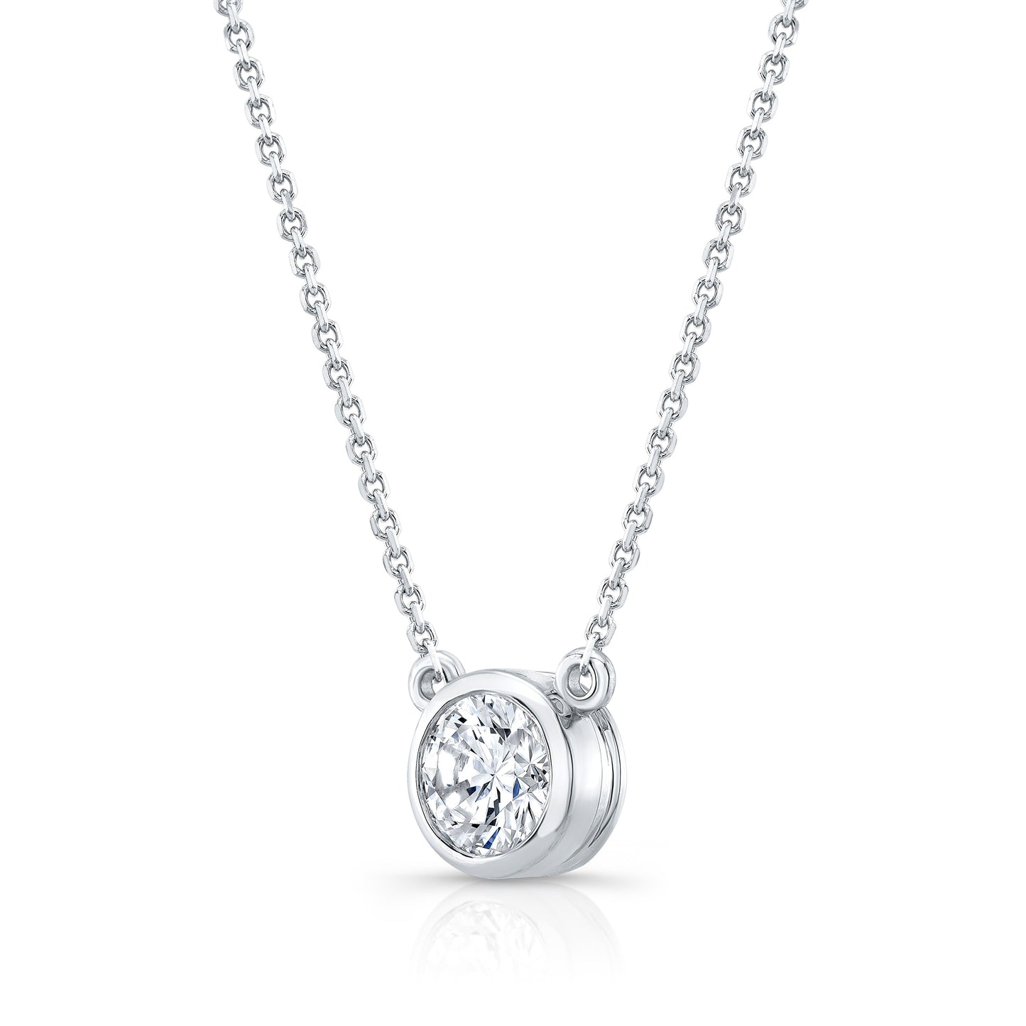 Lab Grown Round Solitaire Diamond Pendant, 1-1/4 ct. – side profile | RockHer