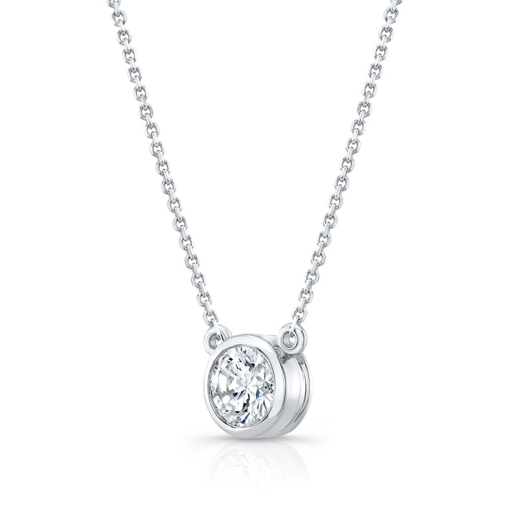 Lab Grown Round Solitaire Diamond Pendant, 1-1/4 ct. – side profile | RockHer