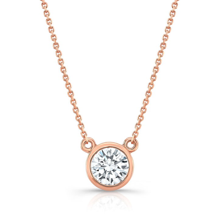 Lab Grown Round Solitaire Diamond Pendant, 1/2 ct. – front view | RockHer