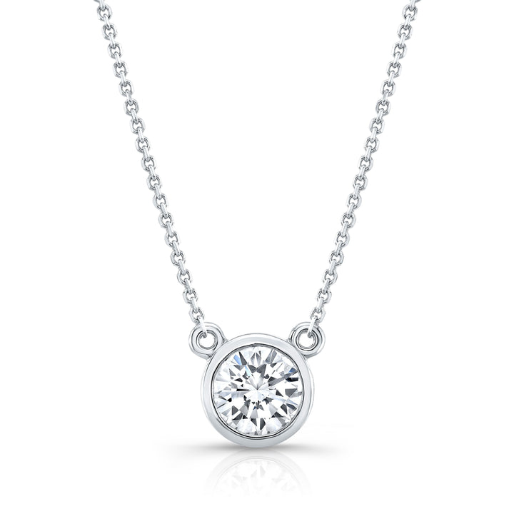 Lab Grown Round Solitaire Diamond Pendant, 1/4 ct. – front view | RockHer