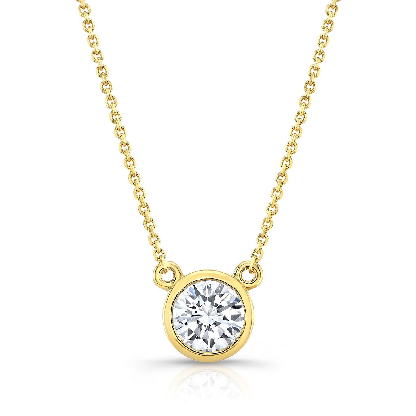 จี้เพชรเดี่ยวทรงกลมที่สร้างในห้องปฏิบัติการ, 1/2 กะรัต | ทอง 14K | หุ้มขอบ
