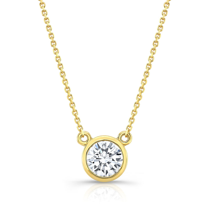 Lab Grown Round Solitaire Diamond Pendant, 1 ct. – front view | RockHer