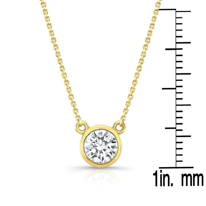 จี้เพชร Lab Grown ทรงกลม Solitaire 1 กะรัต | ทองคำ 14K | หุ้มเพชร