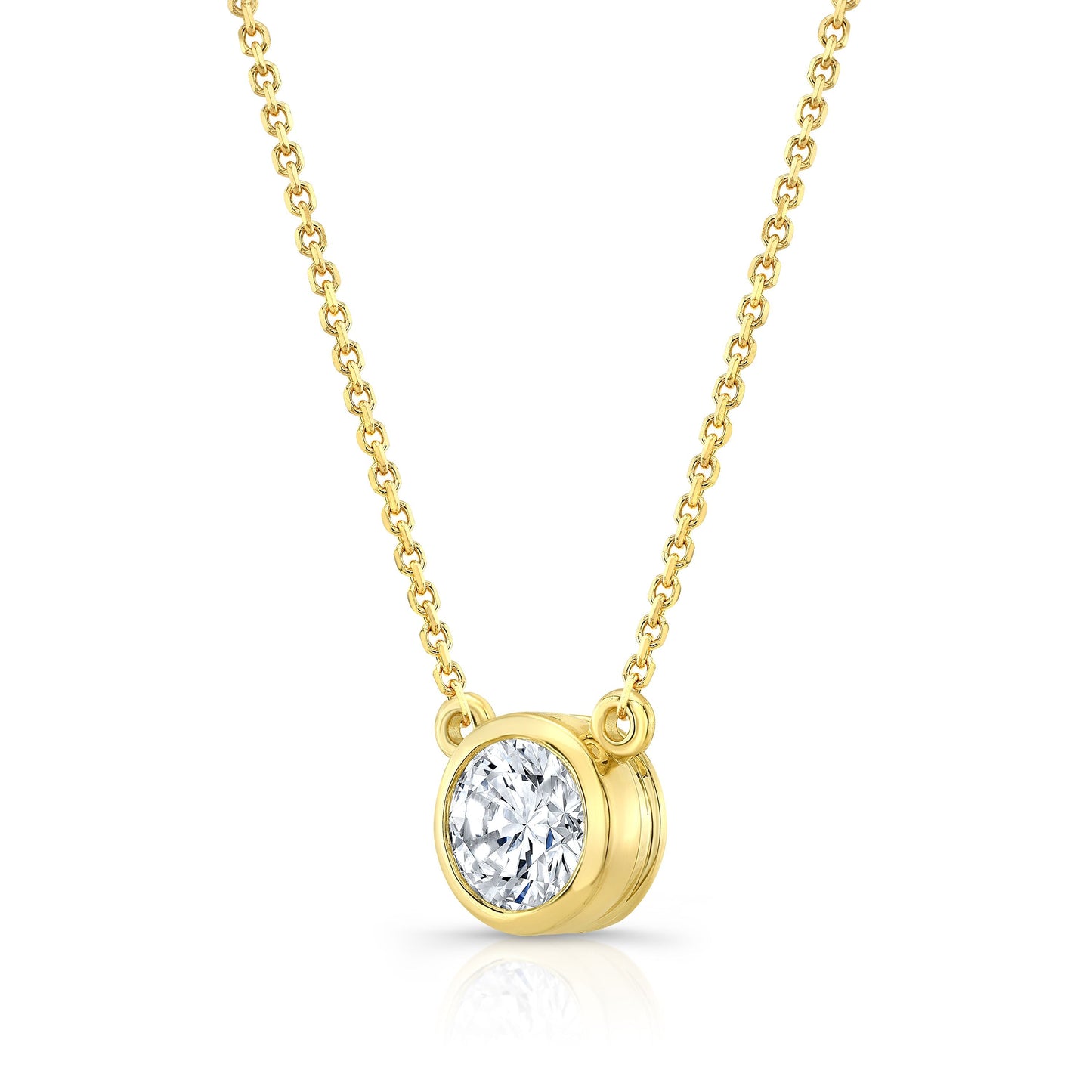 จี้เพชรเดี่ยวทรงกลมที่สร้างในห้องปฏิบัติการ, 1/2 กะรัต | ทอง 14K | หุ้มขอบ