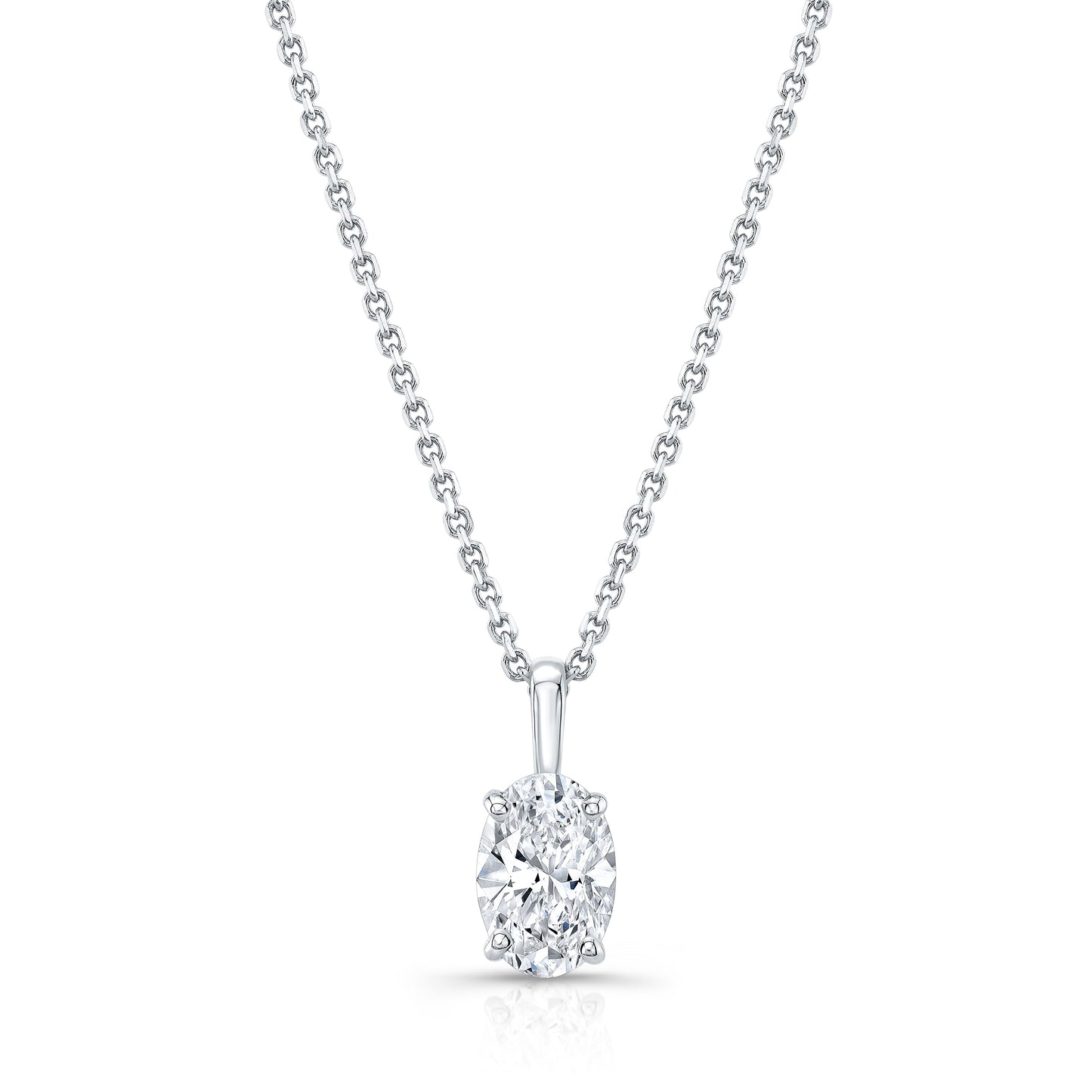 Lab Grown Oval Solitaire Diamond Pendant, 2 ct. – front view | RockHer