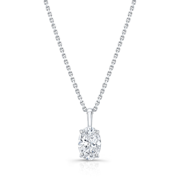 Lab Grown Oval Solitaire Diamond Pendant, 2 ct. – front view | RockHer
