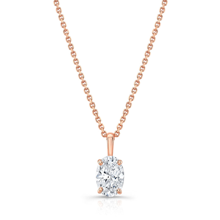 Lab Grown Oval Solitaire Diamond Pendant, 1/2 ct. – front view | RockHer