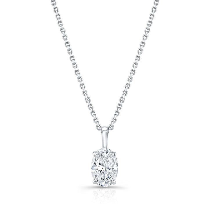 Lab Grown Oval Solitaire Diamond Pendant, 1/2 ct. – front view | RockHer