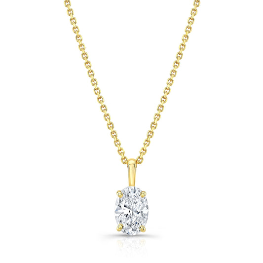 Oval Diamond Solitaire Pendant In A 14k Yellow Gold Fleur De Lis Setting, 0.5ct. T.w. (hi, Si1-si2)