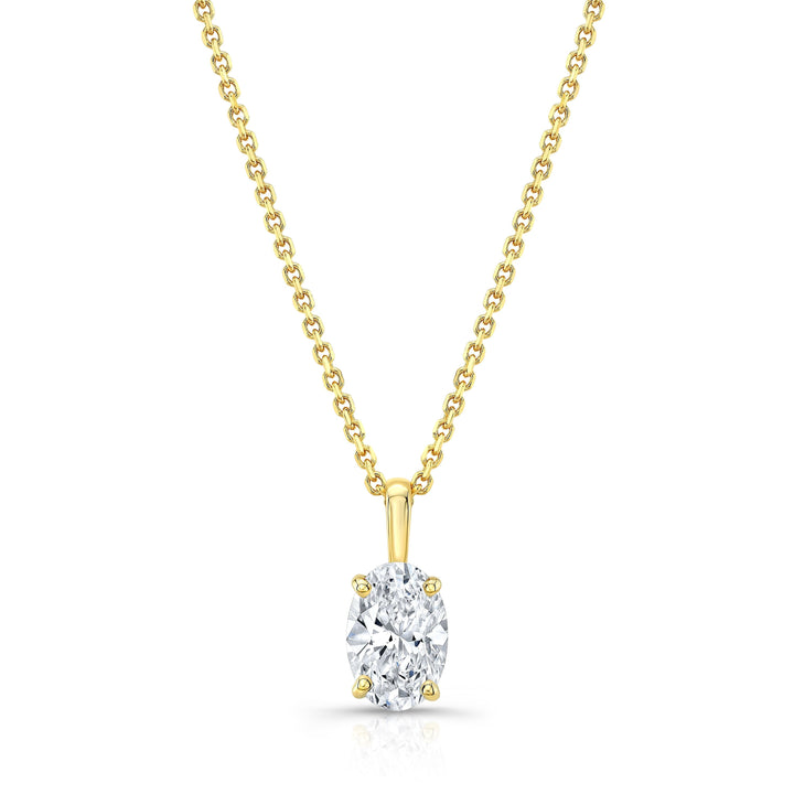 Lab Grown Oval Solitaire Diamond Pendant, 3/4 ct. – front view | RockHer