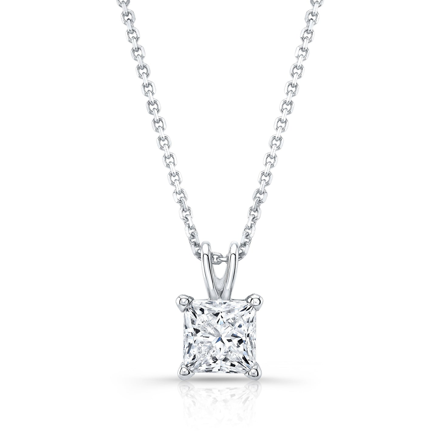 Lab Grown Princess Solitaire Diamond Pendant, 3 ct. – front view | RockHer