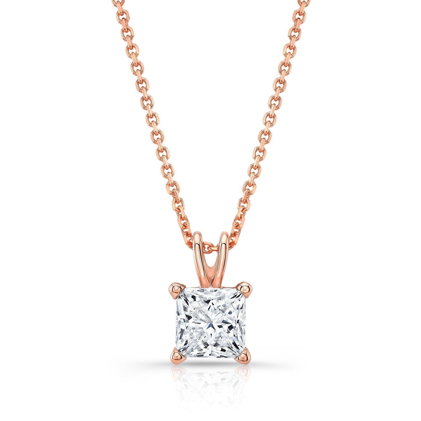 Princess Diamond Solitaire Pendant In A Platinum 4-prong Basket Setting, 1.25ct. T.w. (hi, Si1-si2)