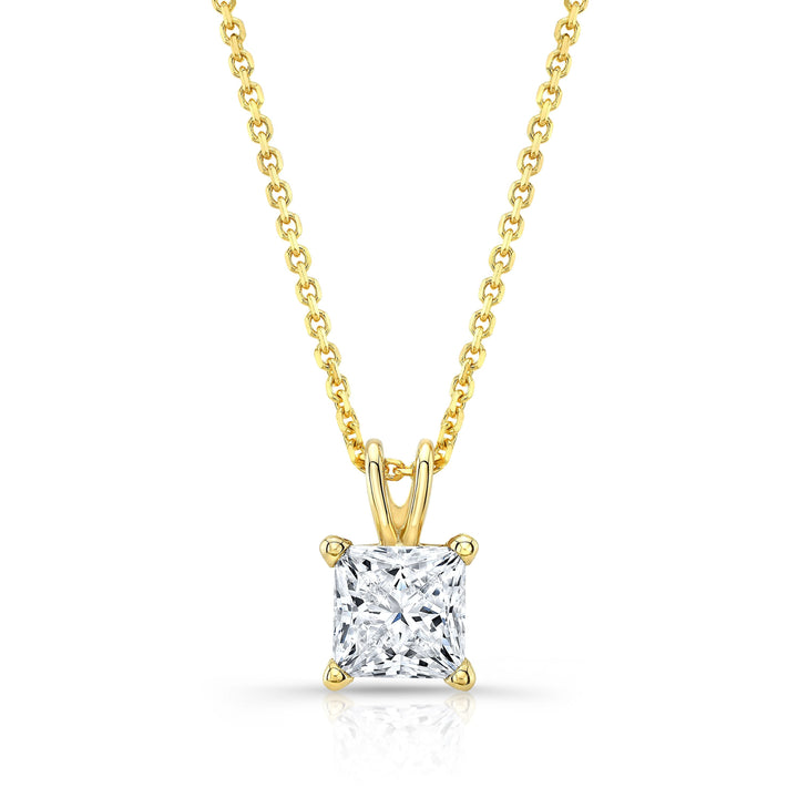 Lab Grown Princess Solitaire Diamond Pendant, 1 ct. – front view | RockHer