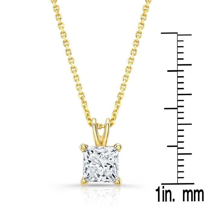 Princess Diamond Solitaire Pendant In A 14k Yellow Gold 4-prong Basket Setting, 1ct. T.w. (hi, Si1-si2)