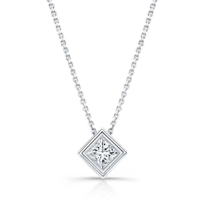 Lab Grown Princess Solitaire Diamond Pendant, 3/4 ct. – front view | RockHer