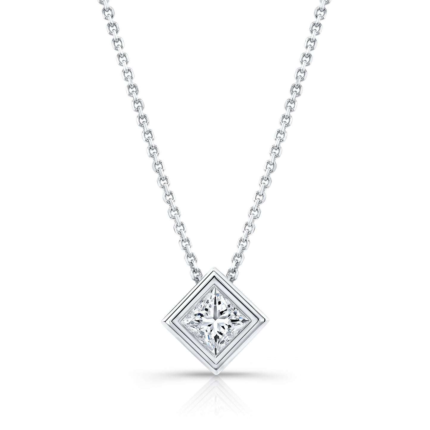 Lab Grown Princess Solitaire Diamond Pendant, 3/4 ct. – front view | RockHer