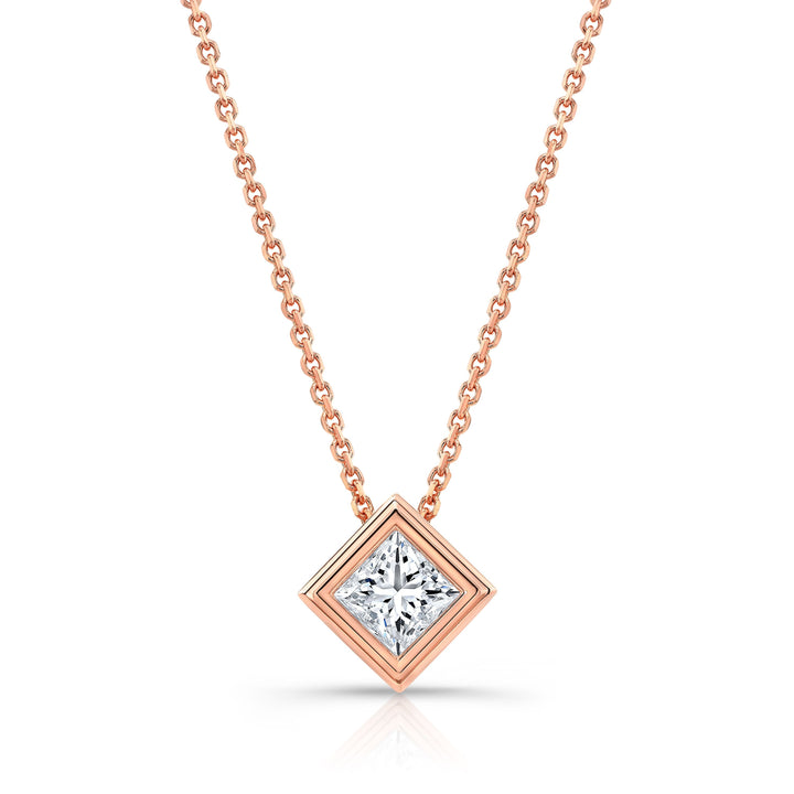 Lab Grown Princess Solitaire Diamond Pendant, 1-1/4 ct. – front view | RockHer