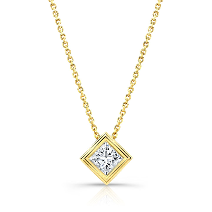 Lab Grown Princess Solitaire Diamond Pendant, 3/8 ct. – front view | RockHer