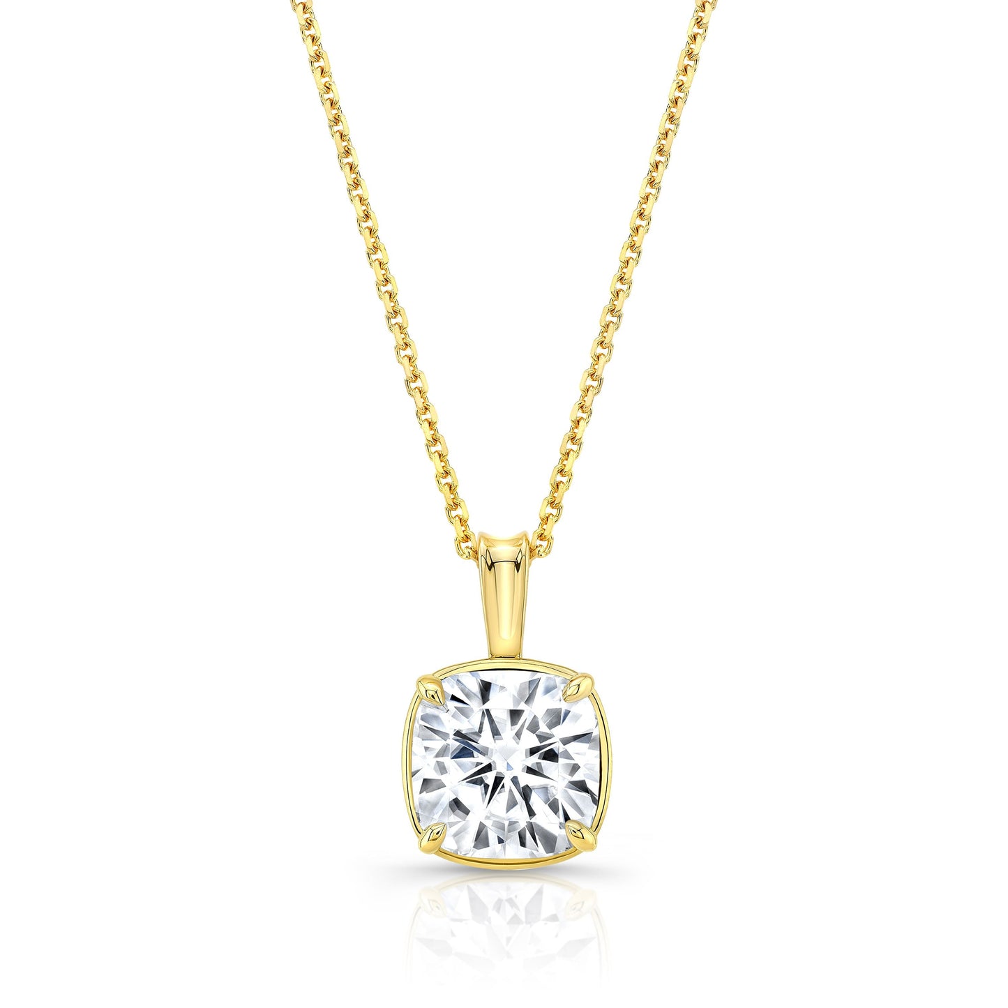 Cushion Diamond Solitaire Pendant In A 14k Yellow Gold 4-prong Leaf Scroll Setting, 2.24ct. T.w. (i, Vs1 Gia)