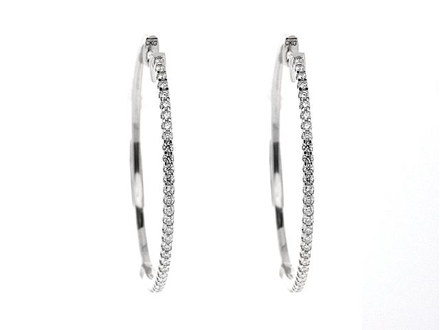 Diamond Hoop Earrings in 18K White Gold | RockHer