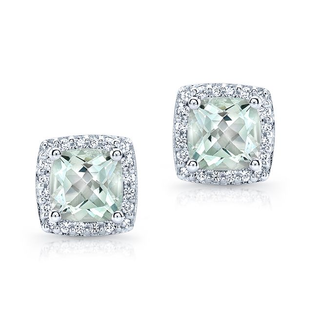 Natural Diamond Round Brilliant Stud Earrings in 14K White Gold – side profile | RockHer